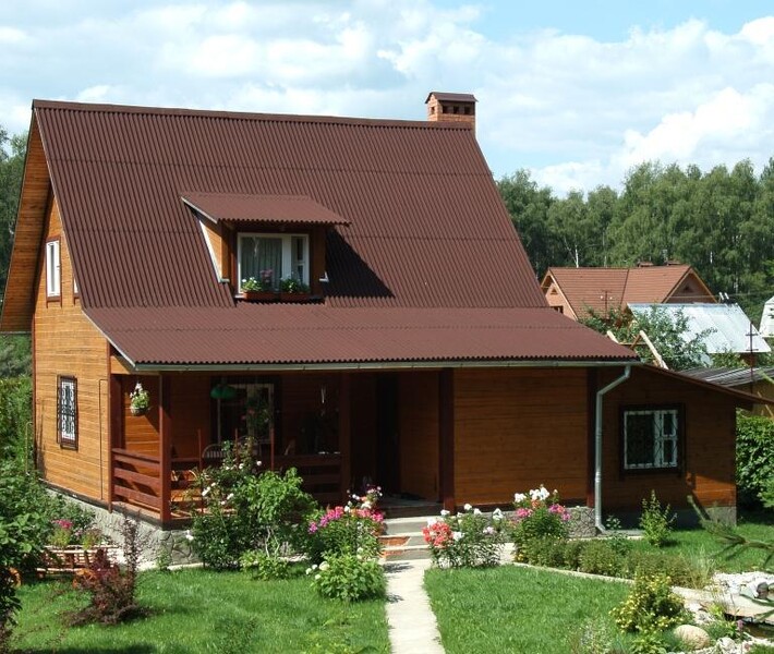 Ондулиновая кровля на даче